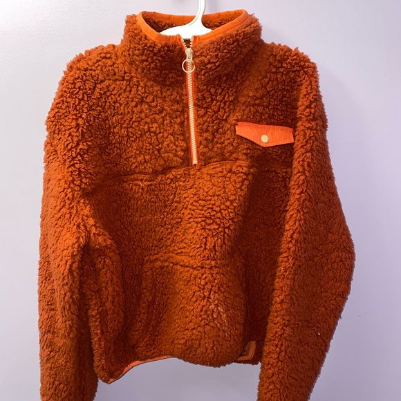 fuzzy orange jacket